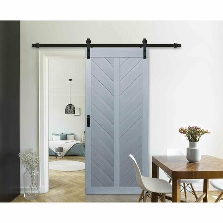 Renin 36 in. x 84 in. Langley Easy-Build Barn Door with Hardware Kit BD136K01GG1GGE36084